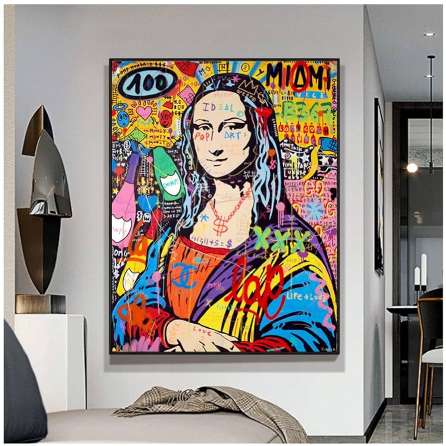 Amazon｜大きいサイズの落書きアートモナリザ複製油絵キャンバス